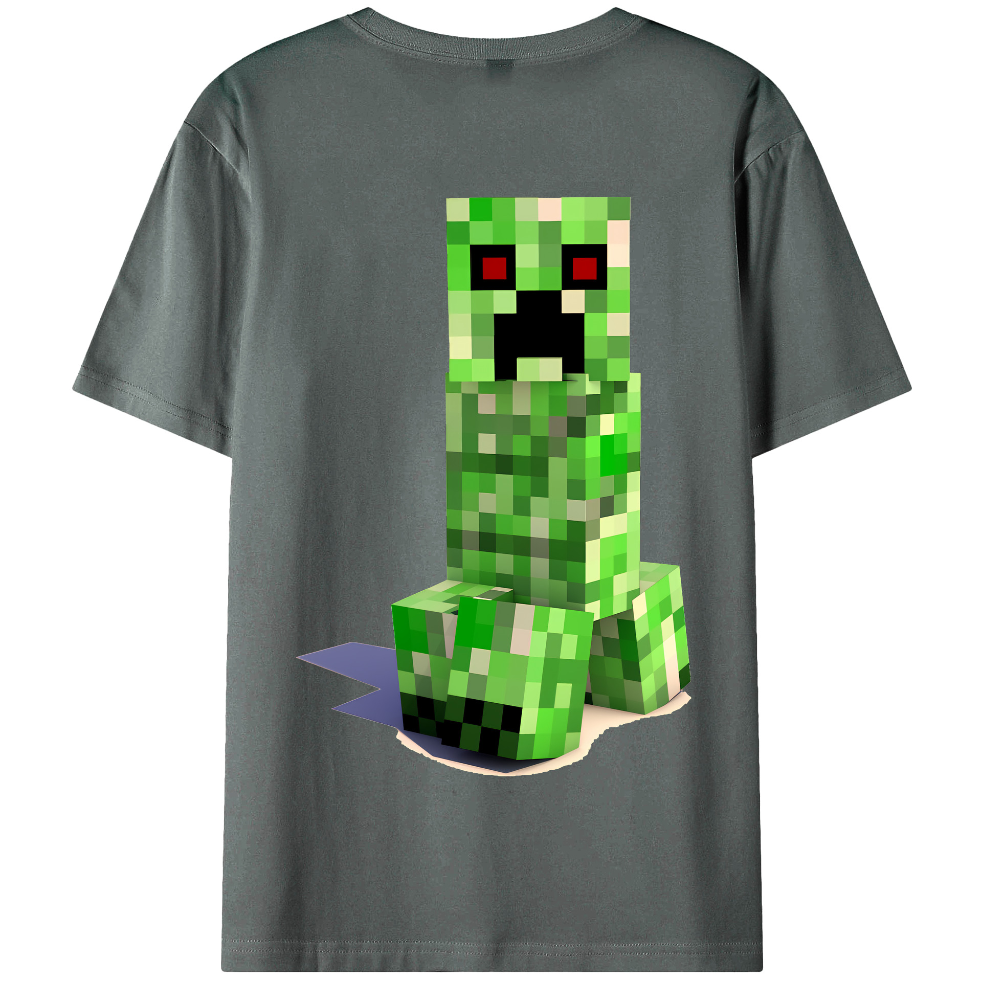 （画像用） マインクラフト ブロックの世界 Minecraft MC Block world 綿100％半袖Tシャツ（背面プリント）